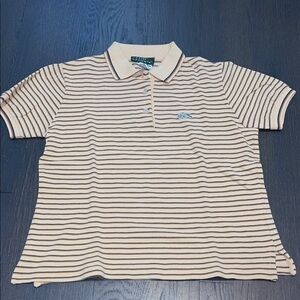 Vintage Lacoste Beige and Black Striped Polo